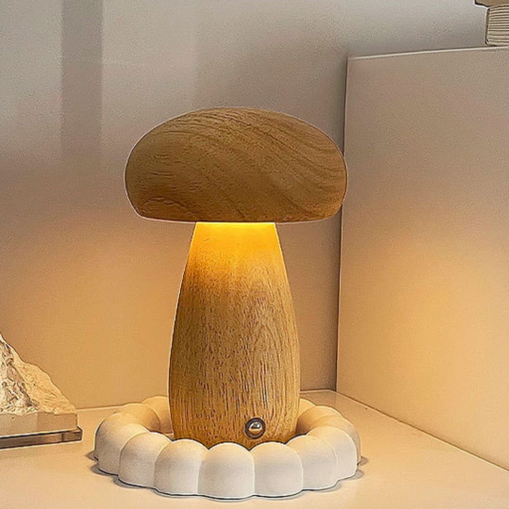 Wooden Mushroom Lamp — product feature detail