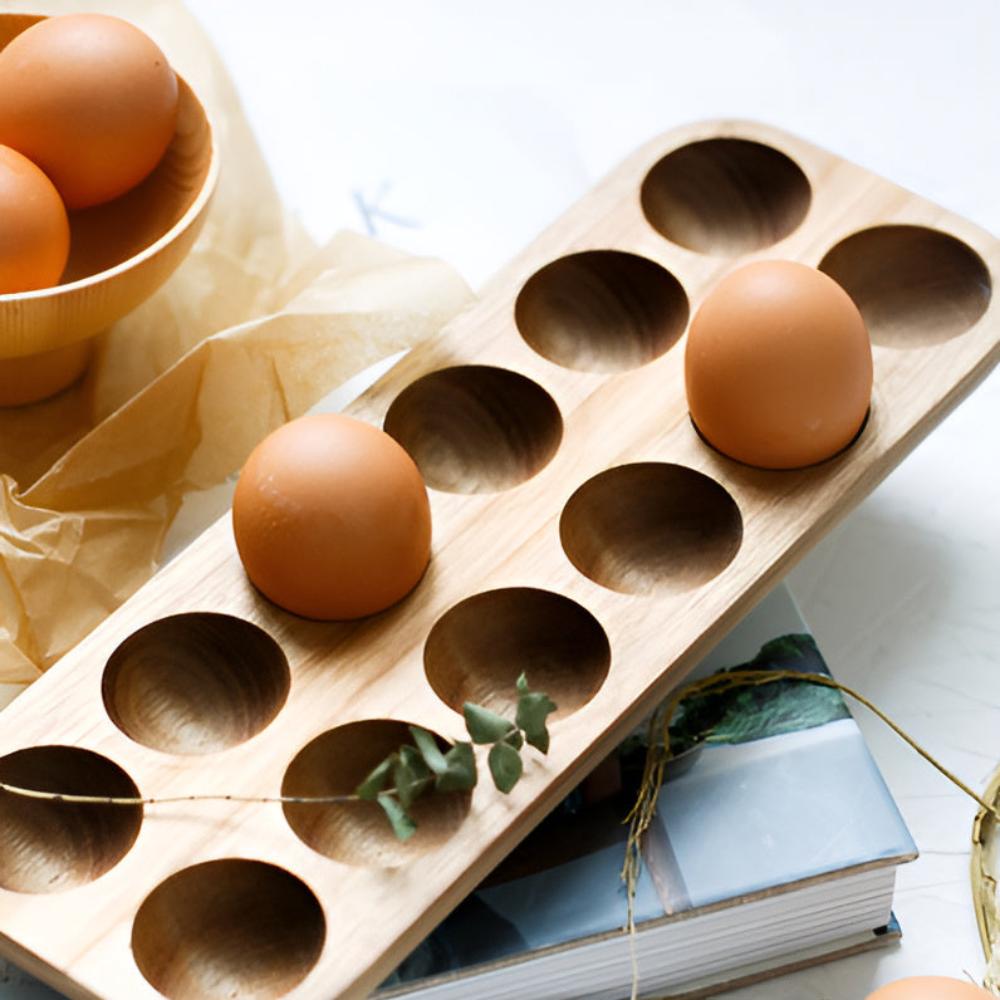 Wooden Egg Tray — product in use