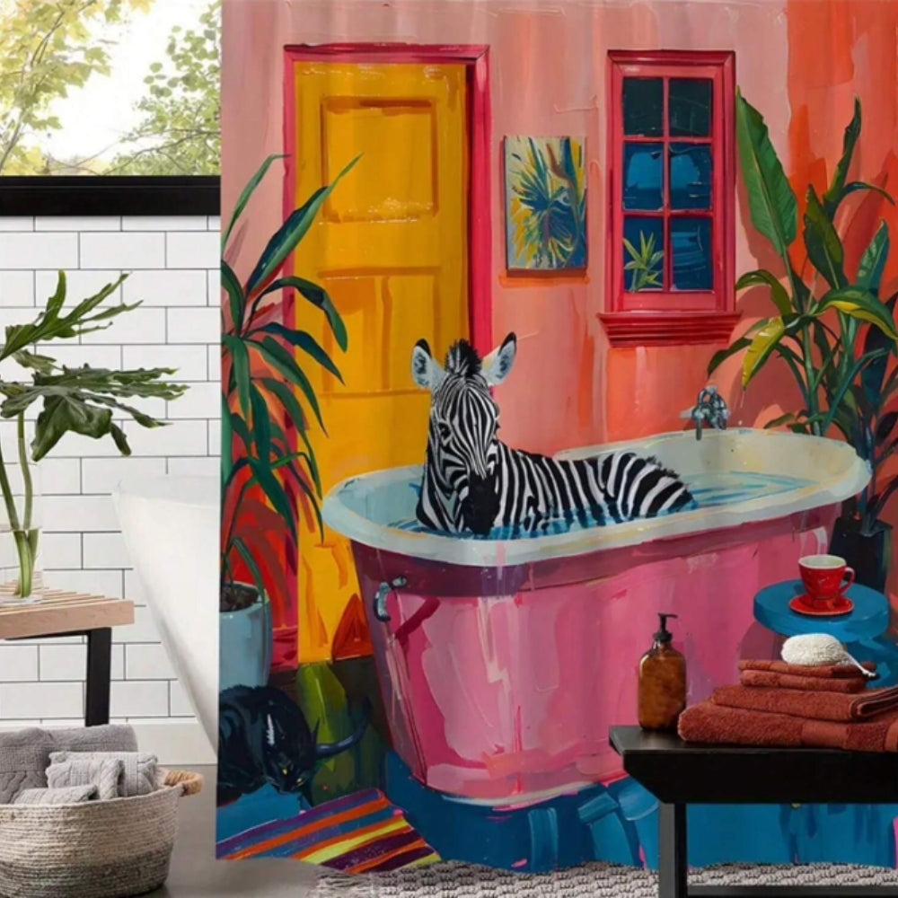 Playful Pink Zebra Curtain — main product photo