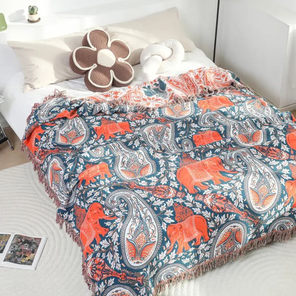 Soft Wander Tusk Cotton Blanket — product detail view