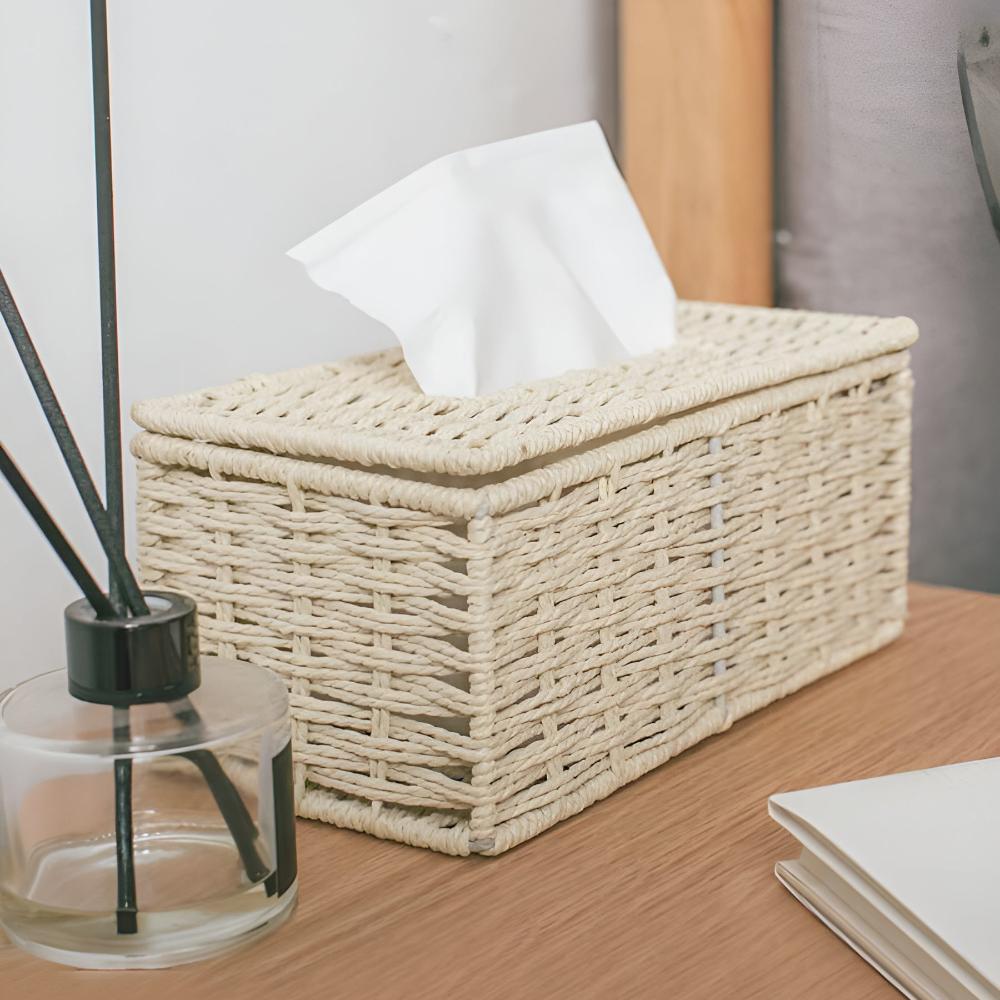 Rustic Rattan Tissue Box — product detail view