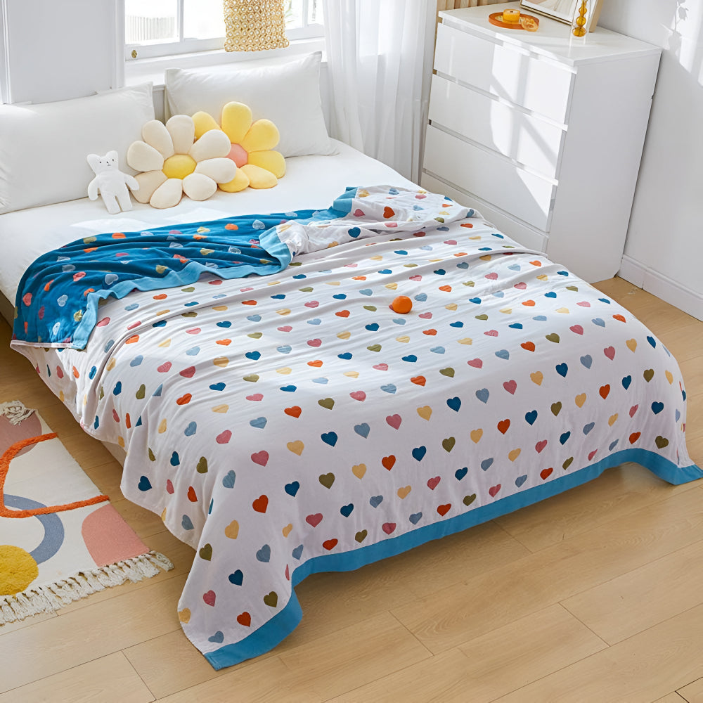 Whimsical Hearts Reversible Cotton Blanket — main product photo
