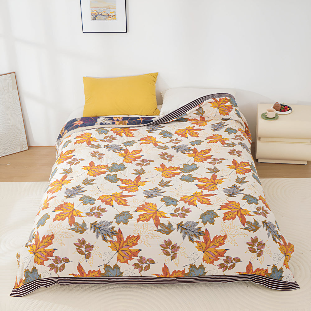 Maple Leaf Cotton Blanket — product detail view