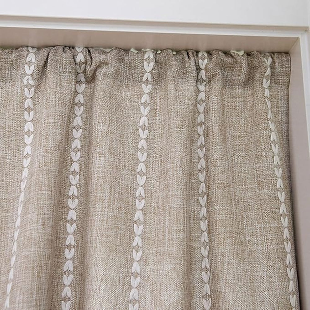 Boho Cotton Linen Kitchen Curtains — additional view