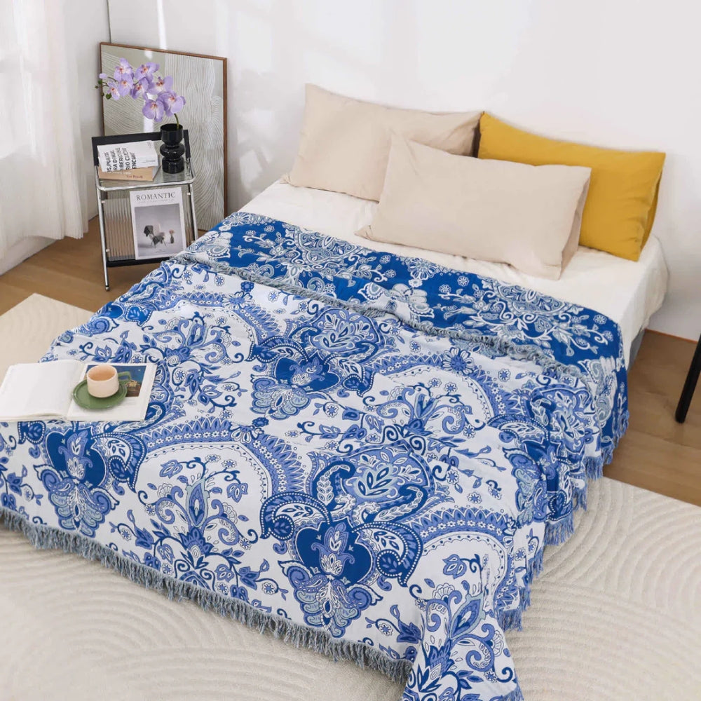 Paisley Dream Cotton Tassel Blanket — main product photo