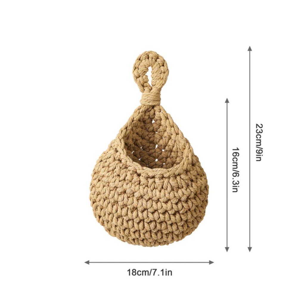 Handcrafted Boho Hanging Basket — size and scale reference