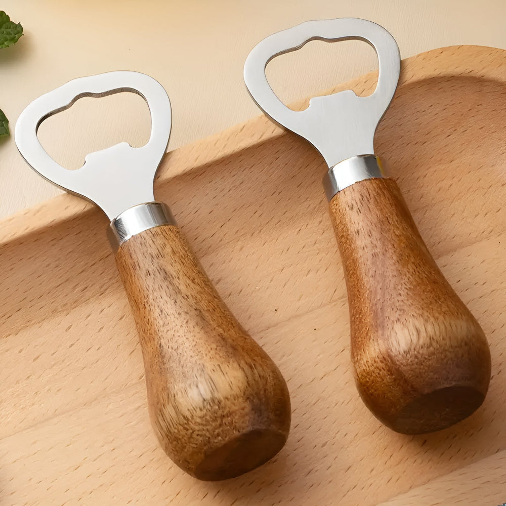 Acacia Wood Bottle Opener — product in use
