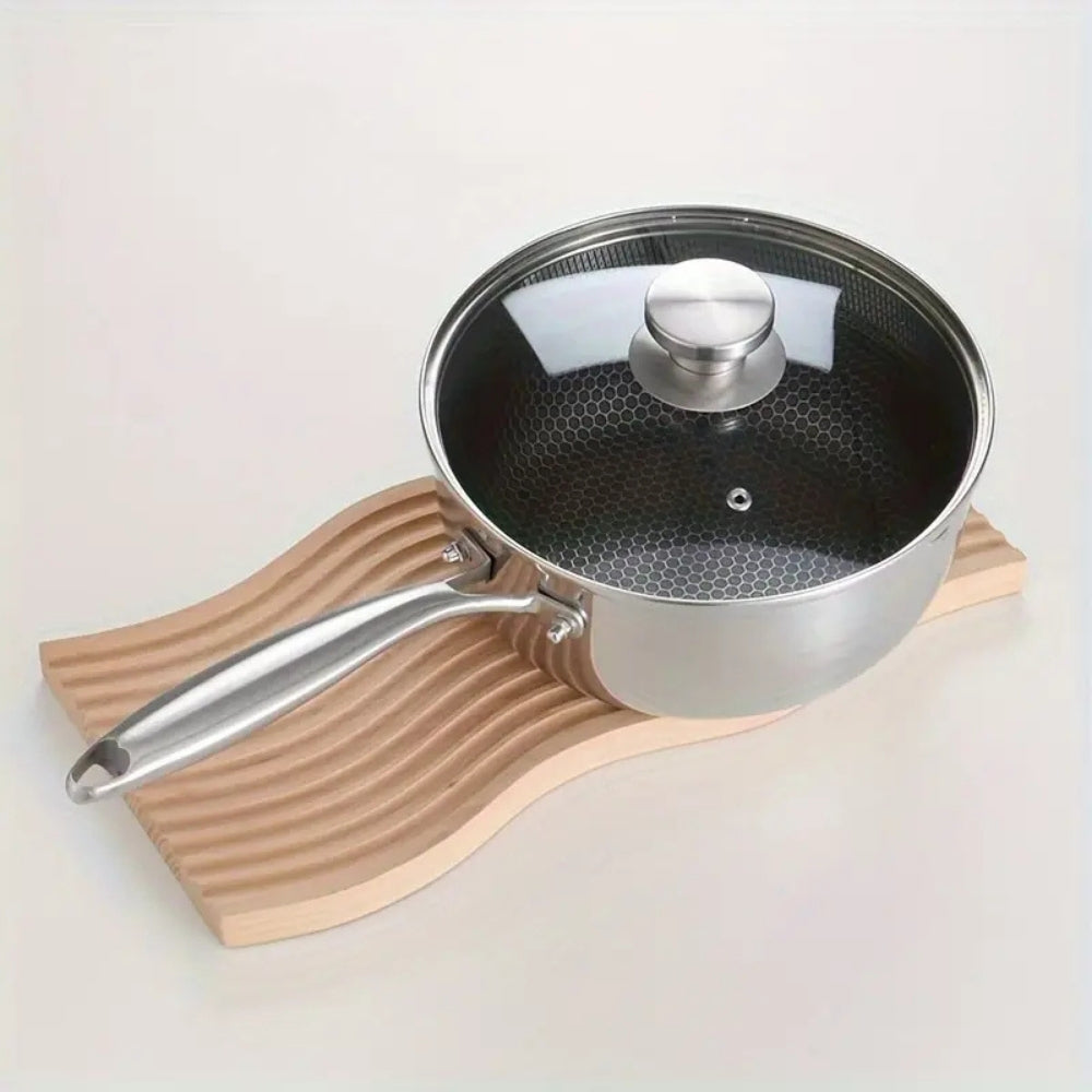 Modern Stainless Steel Saucepan with Glass Lid — main product photo