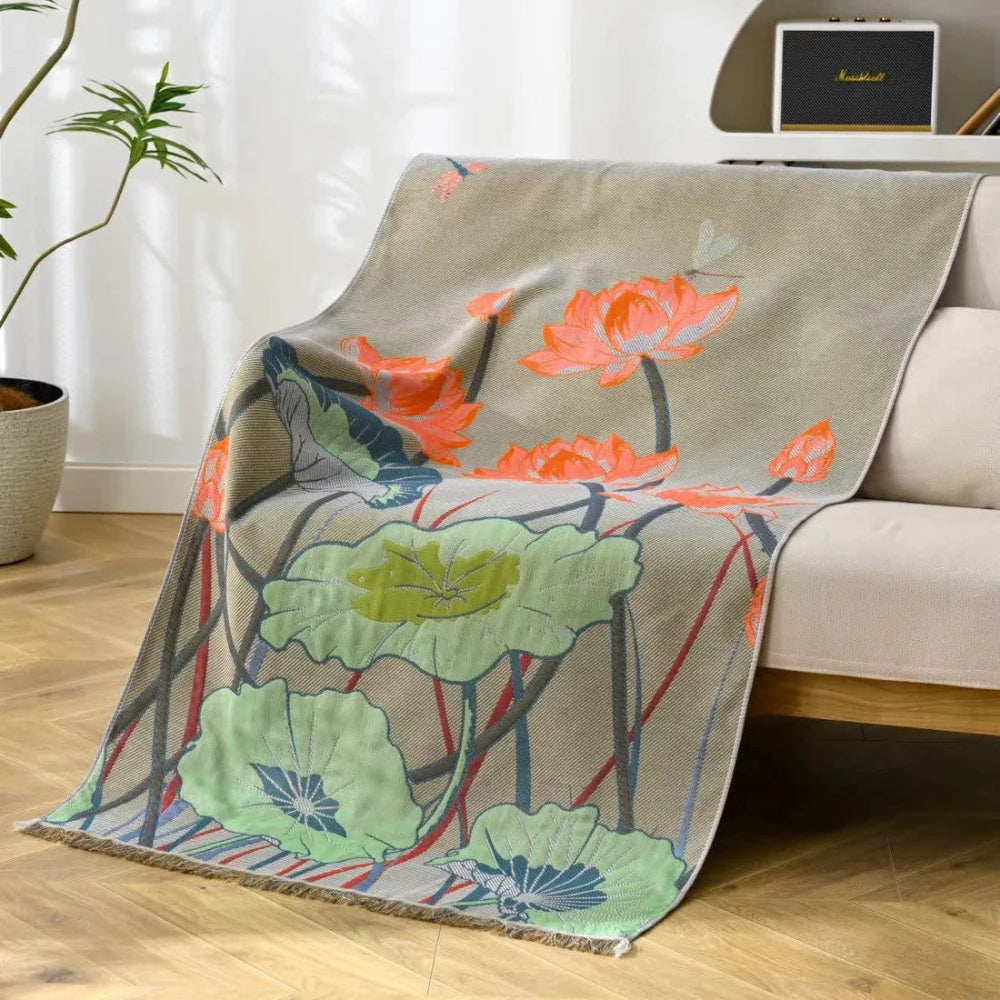 Rustic Lotus Charm Cotton Towel — main product photo