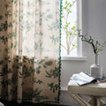 Green Pine Bird Pattern Tassel Curtain — main product photo
