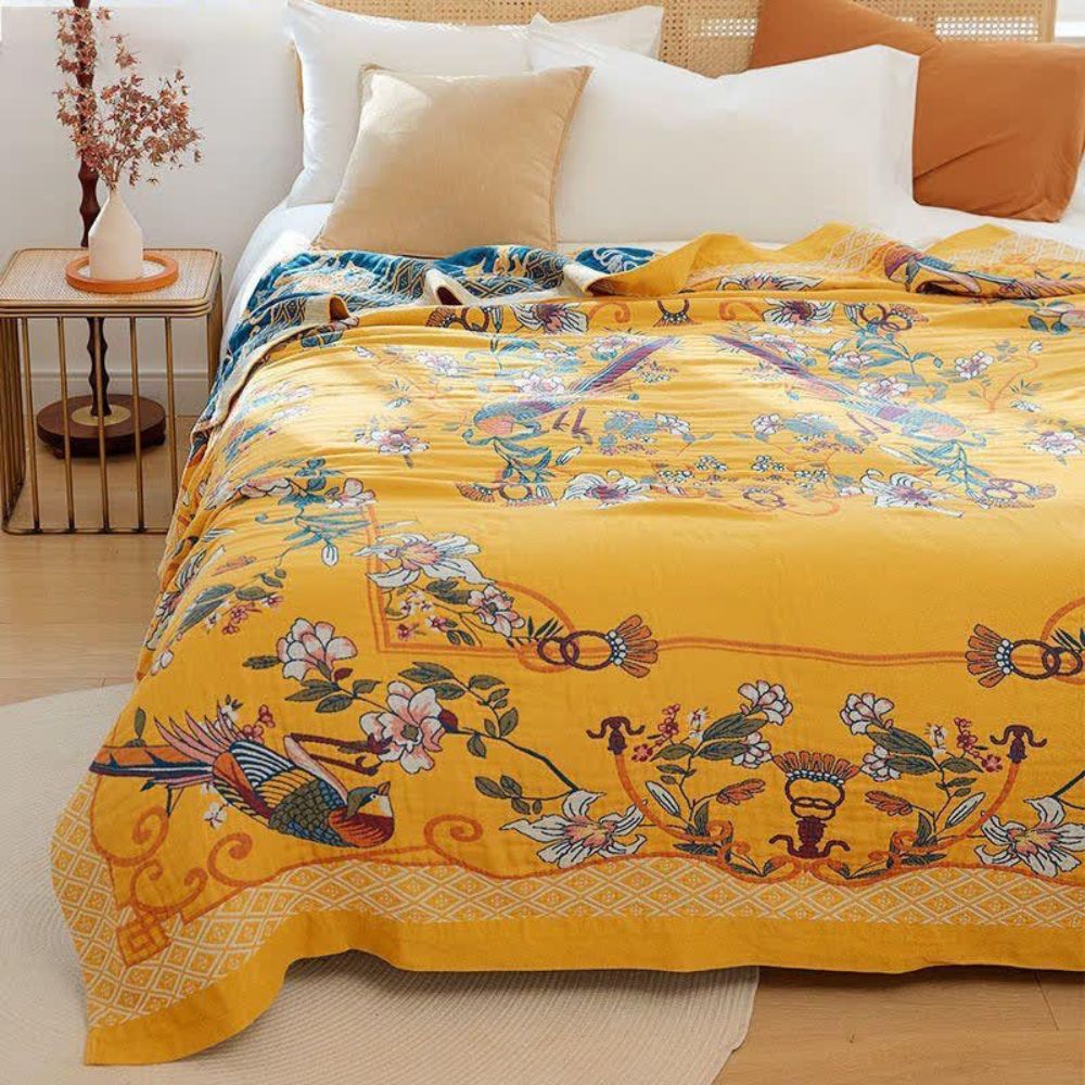 Ethereal Cotton Floral Bird Blanket — main product photo