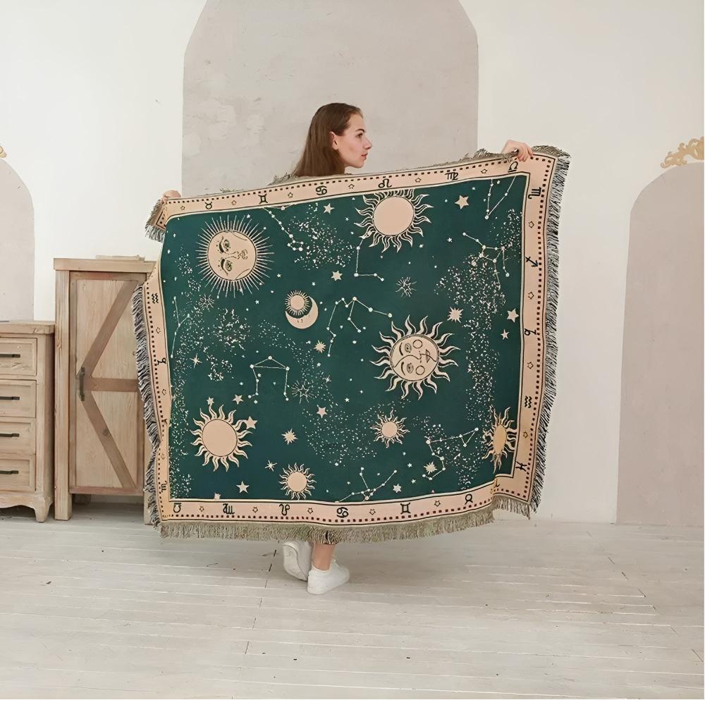 Sun Moon Stars Celestial Blanket — product detail view