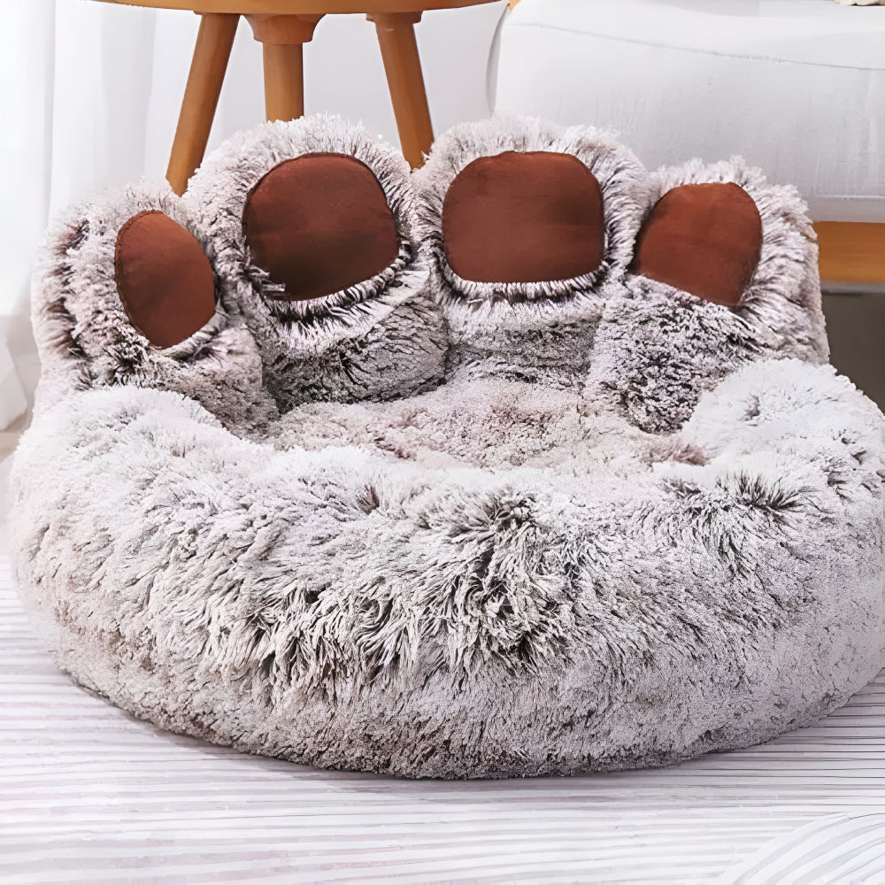 Furry Paw-Shaped Pet Bed — material texture close-up