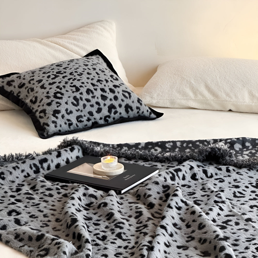 Lush Leopard Mink Fleece Blanket — product in use