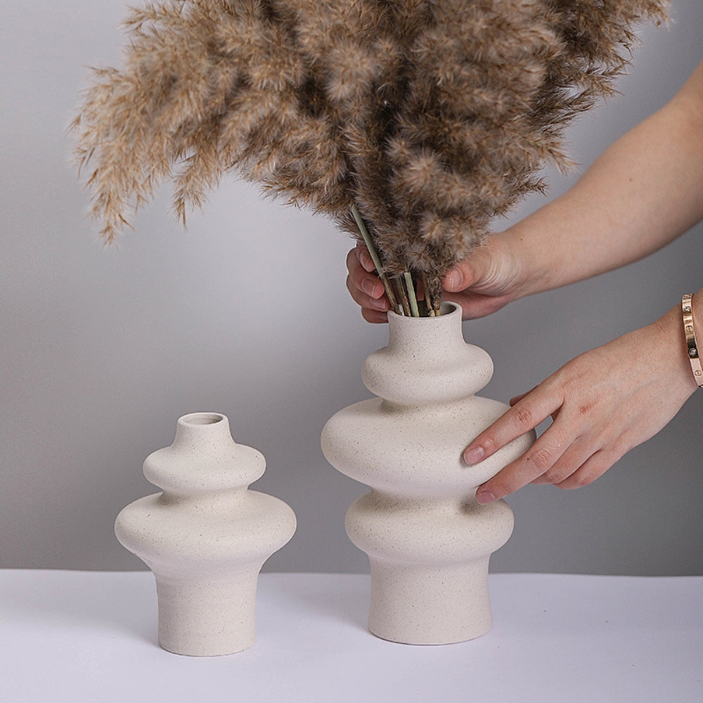 Nordic Beige Ceramic Flower Vase — product detail view