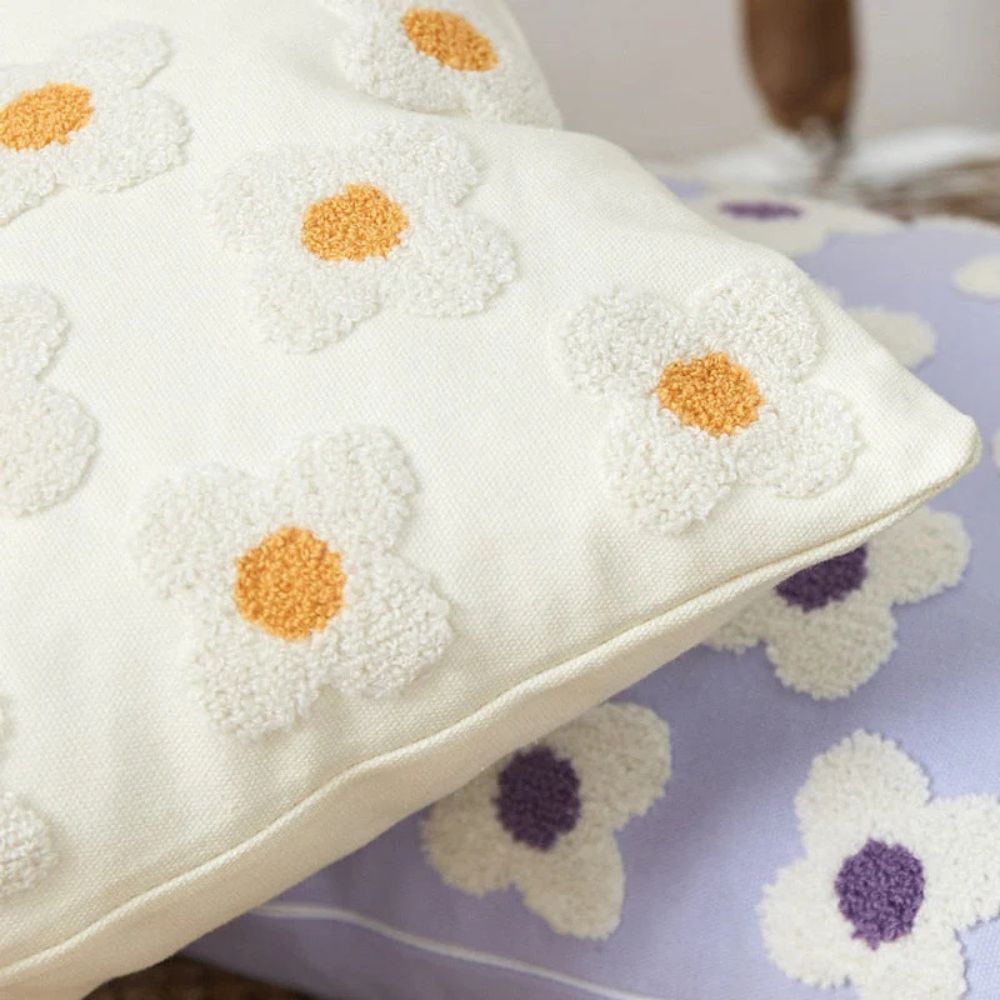 Lustrous Floral Embroidered Cushion Cover — product close-up