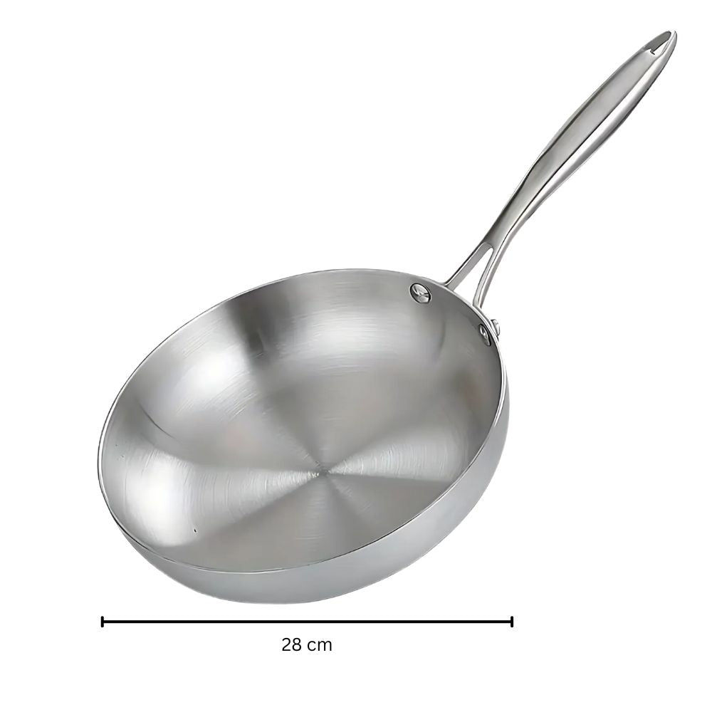 Stainless Steel Frying Pan — material texture close-up