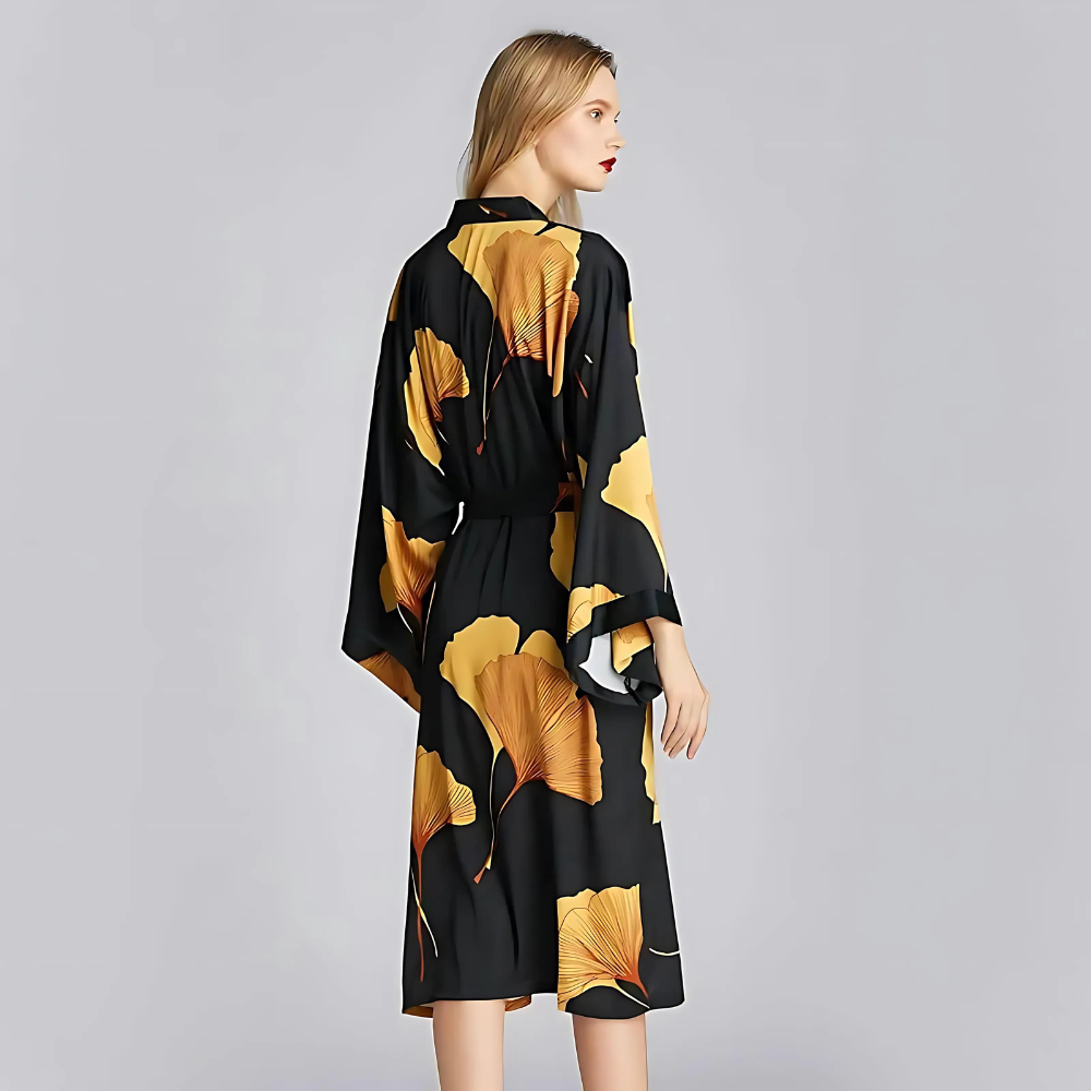 Classic Black and Yellow Bathrobe — product detail view