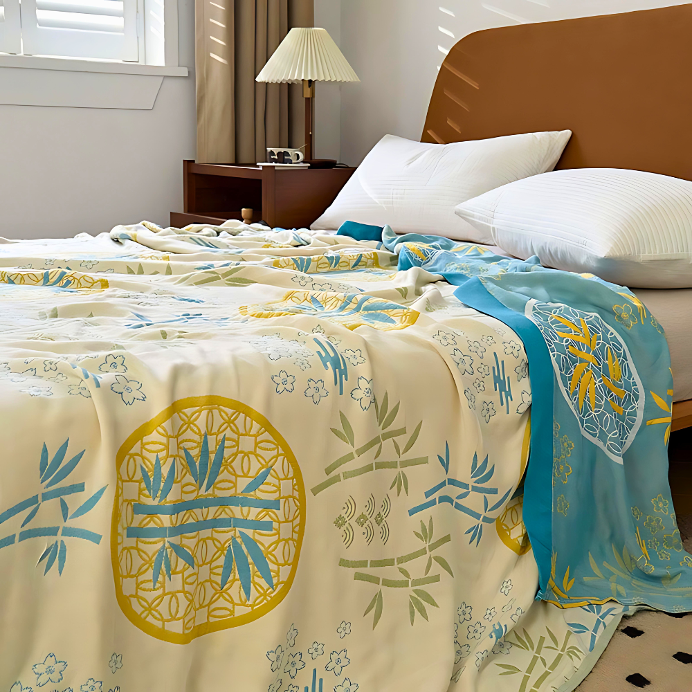 Bamboo Flower Soft Cooling Blanket — alternate angle view