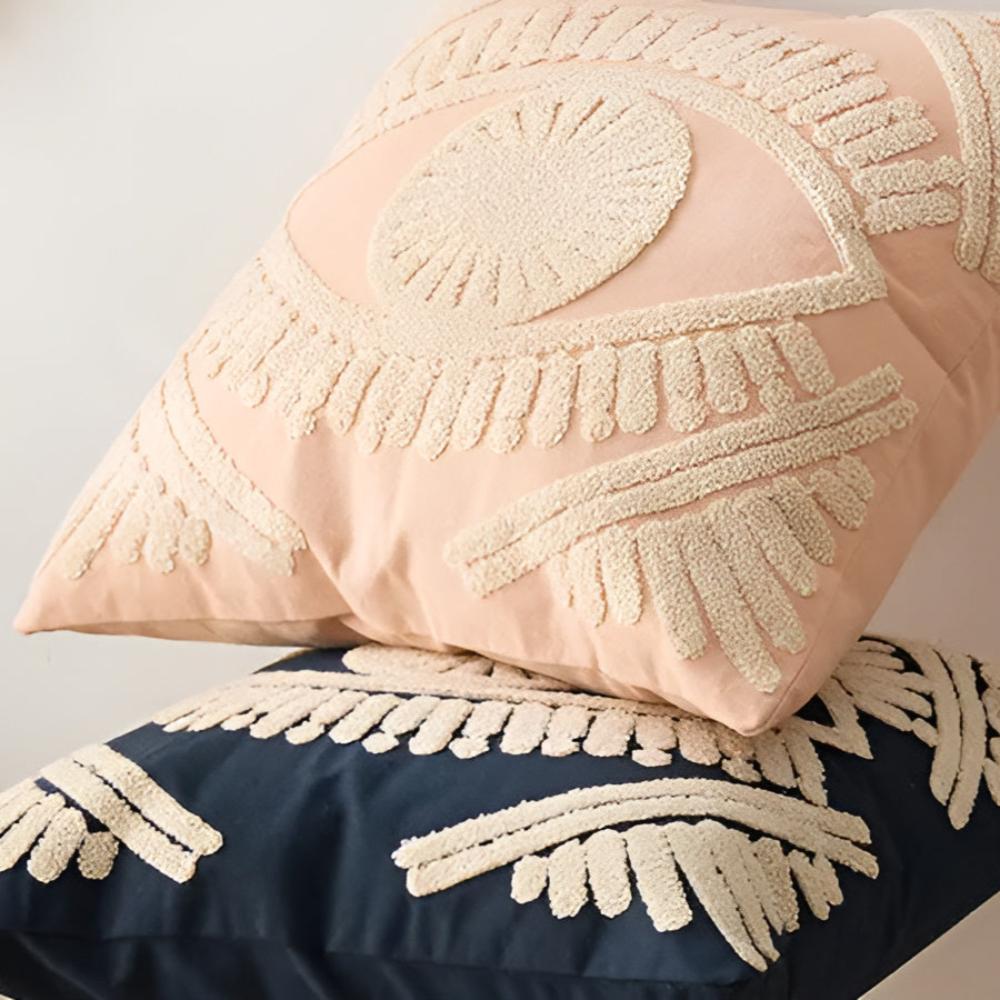 Boho Eye Embroidered Cushion Cover — product detail view