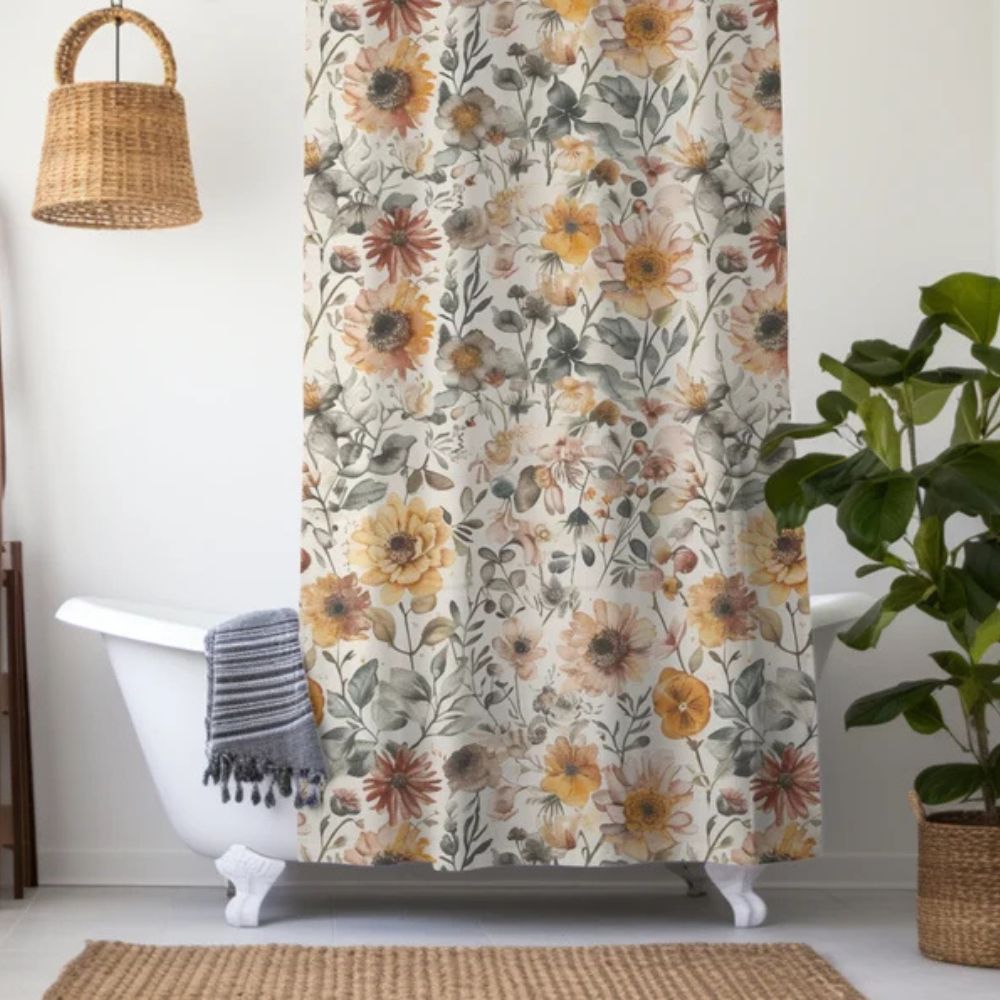 Flourish Bloom Shower Curtain — alternate angle view
