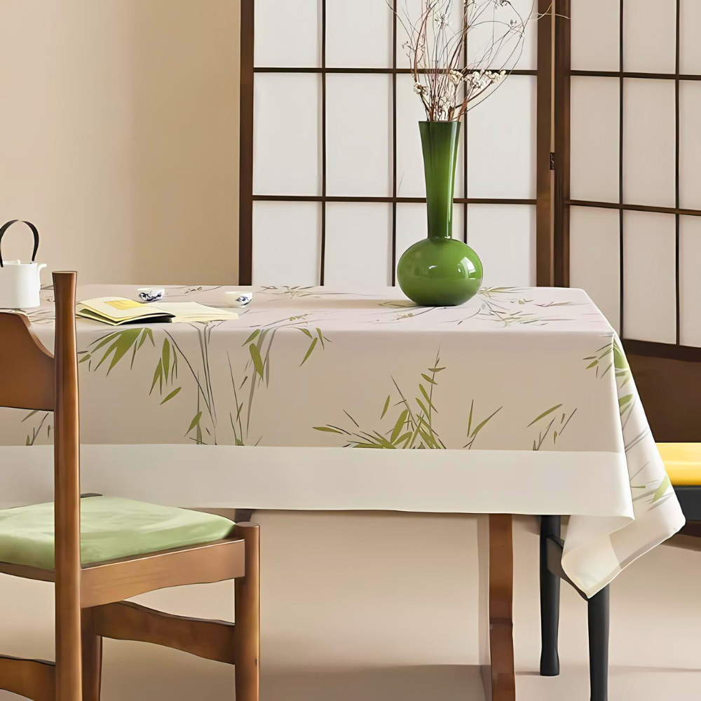 Elegant Pastoral Bamboo Zen Tablecloth — alternate angle view