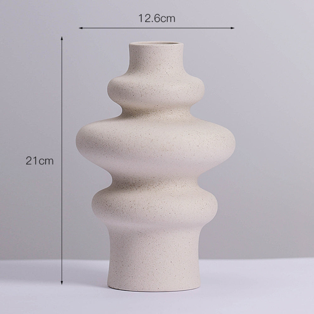 Nordic Beige Ceramic Flower Vase — alternate angle view