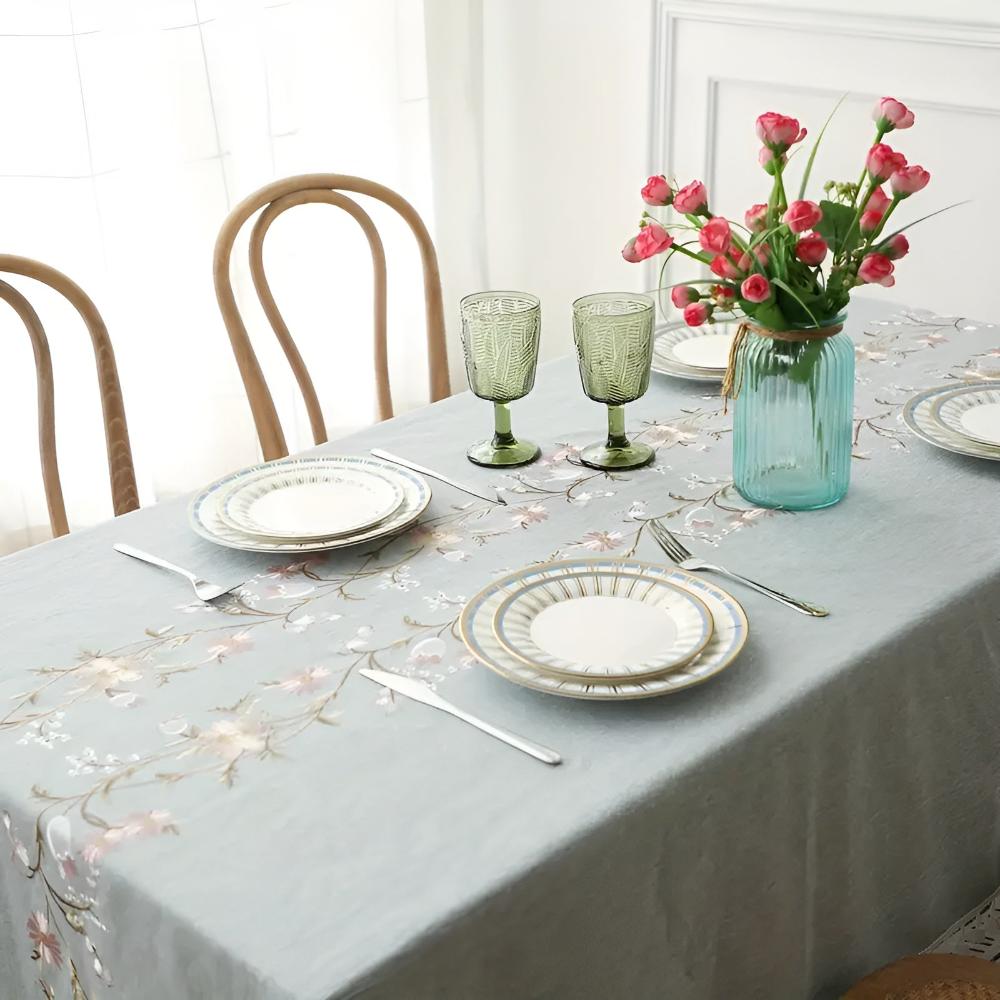 Blossom Weave Elegance Tablecloth — product in use
