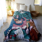 Renaissance Abstract Character Tassel Blanket — product detail view