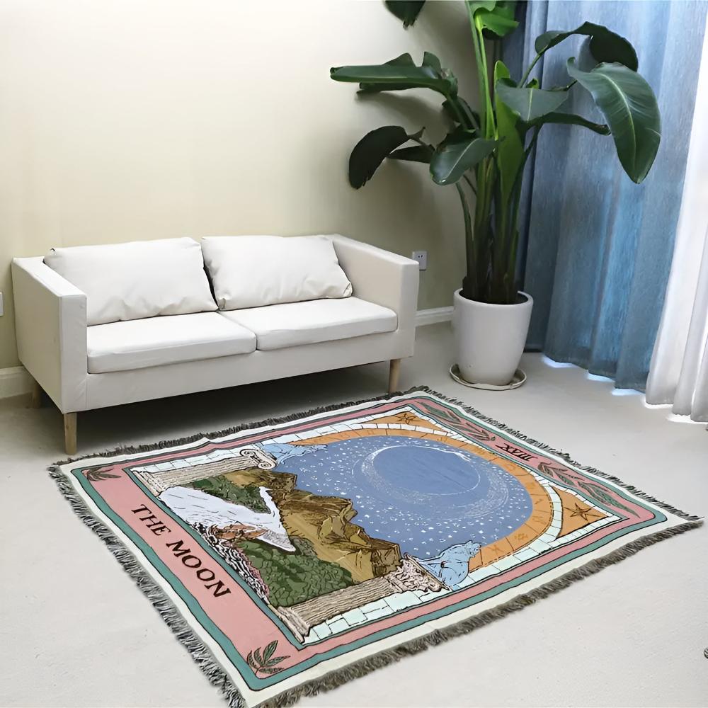 Moon Tarot Tapestry Blanket — product detail view
