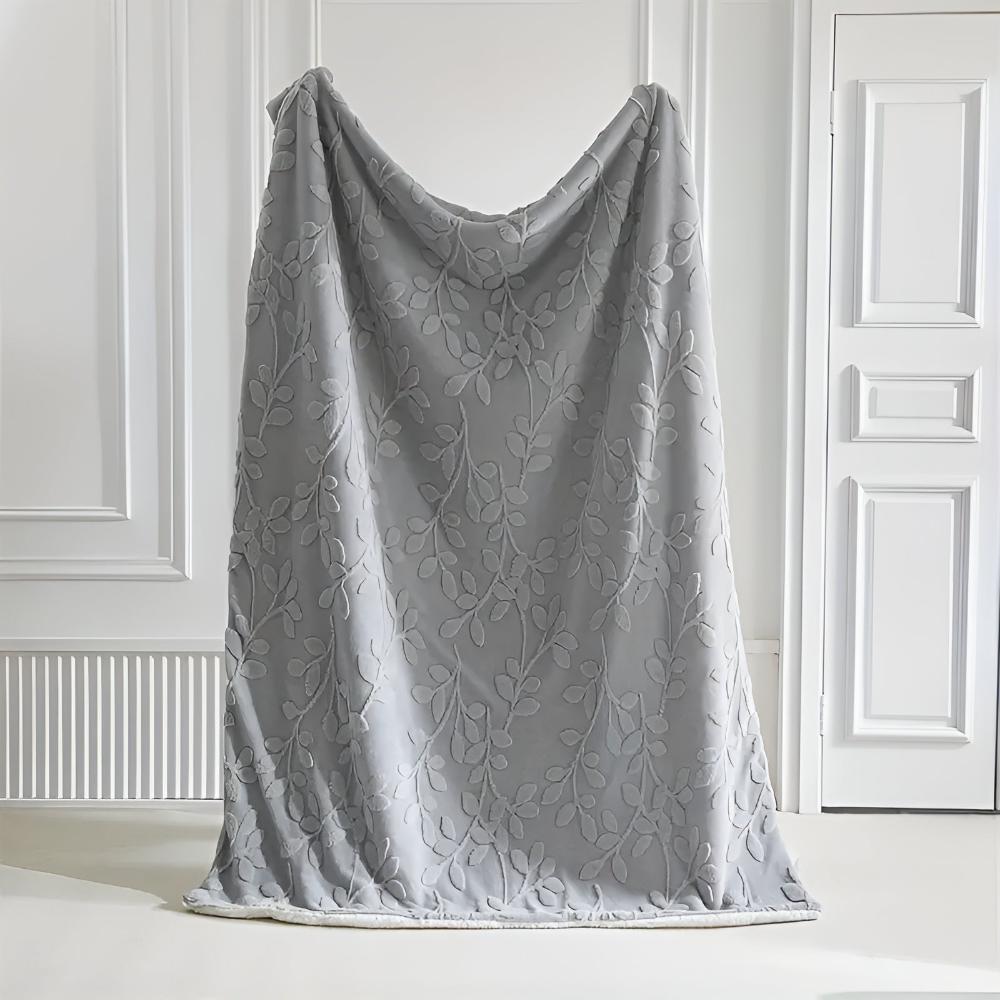 Elegant Leaf Sherpa Blanket — product detail view