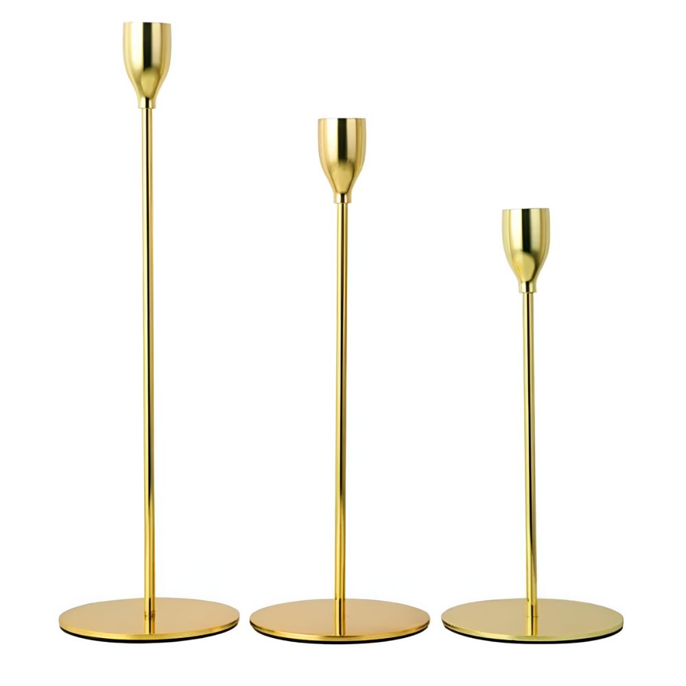 Sleek Metallic Candle Holders | 3 Pcs Set — lifestyle shot