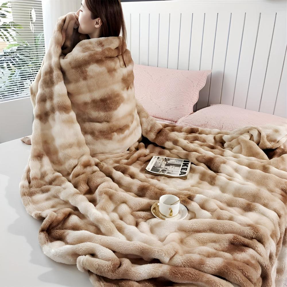 Ripple Tie-Dye Faux Fur Blanket — product in use