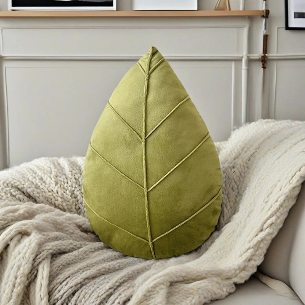 Verdant Flourish Leaf Shaped Cushion — main product photo
