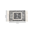 Black and White Geometric Tassel Floor Mat — lifestyle shot