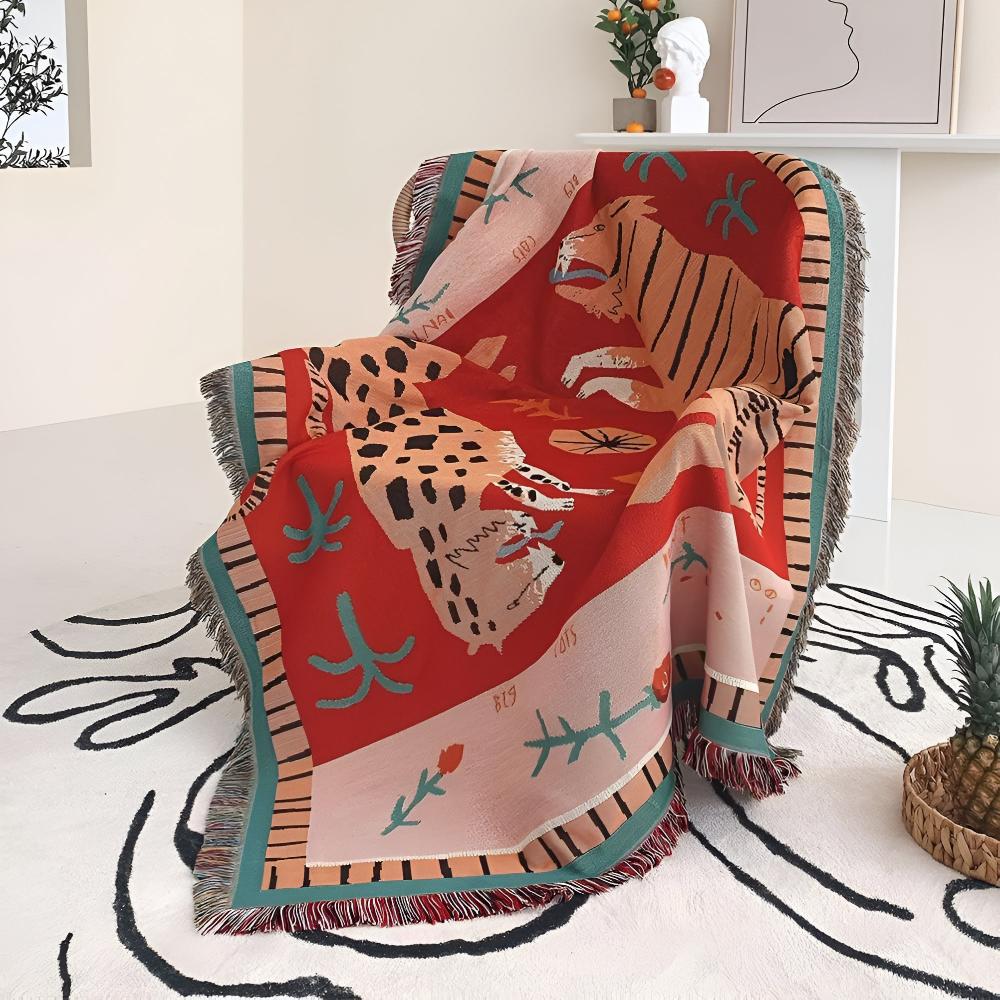 Leopard Woven Tassel Blanket — main product photo