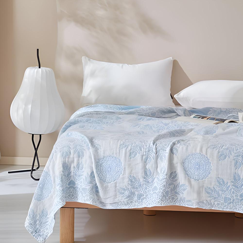 Fresh Floral Comfy Cotton Blanket — lifestyle shot