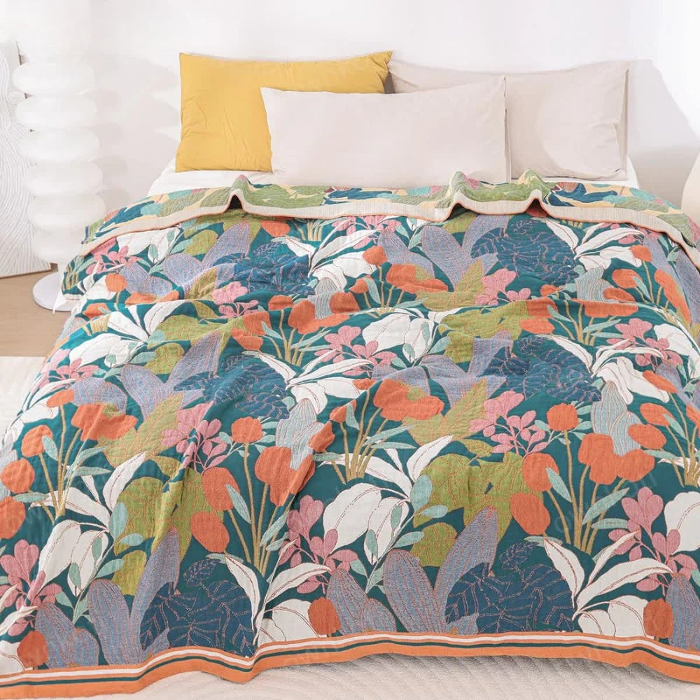 Garden-Inspired Cotton Gauze Blanket — main product photo
