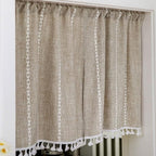 Boho Cotton Linen Kitchen Curtains — product close-up
