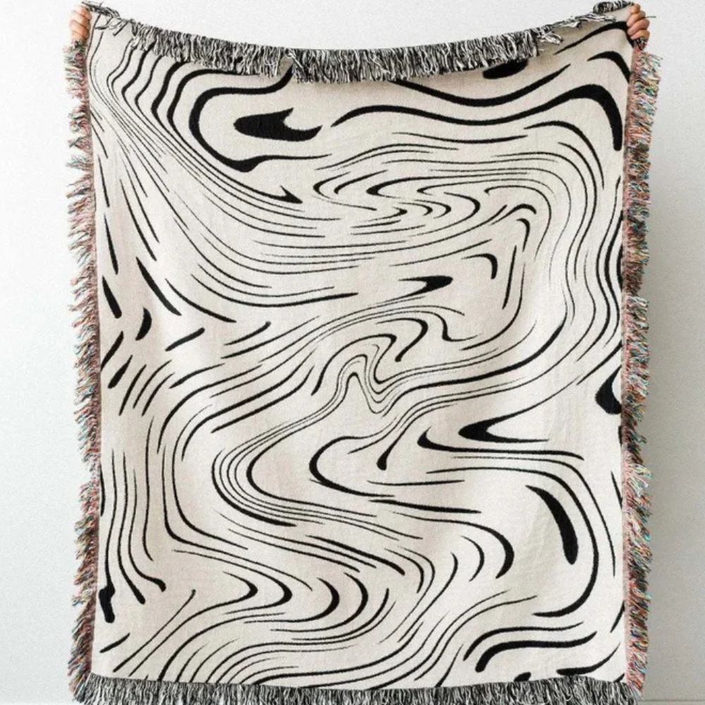 Marble Woven Throw Blanket — product close-up