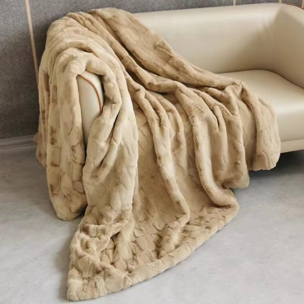 Heavenly Retreat Faux Fur Blanket — size and scale reference