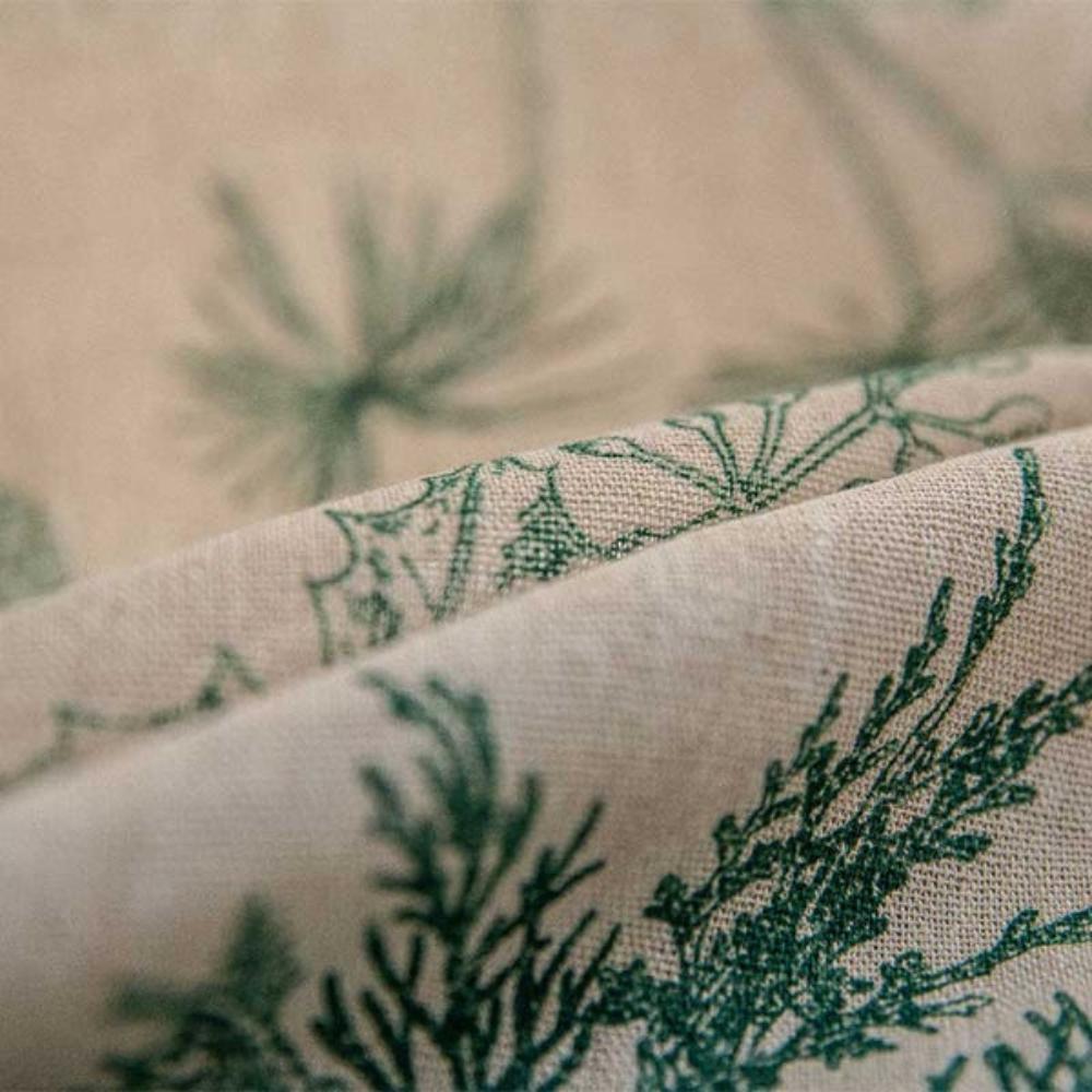 Green Pine Bird Pattern Tassel Curtain — product detail view