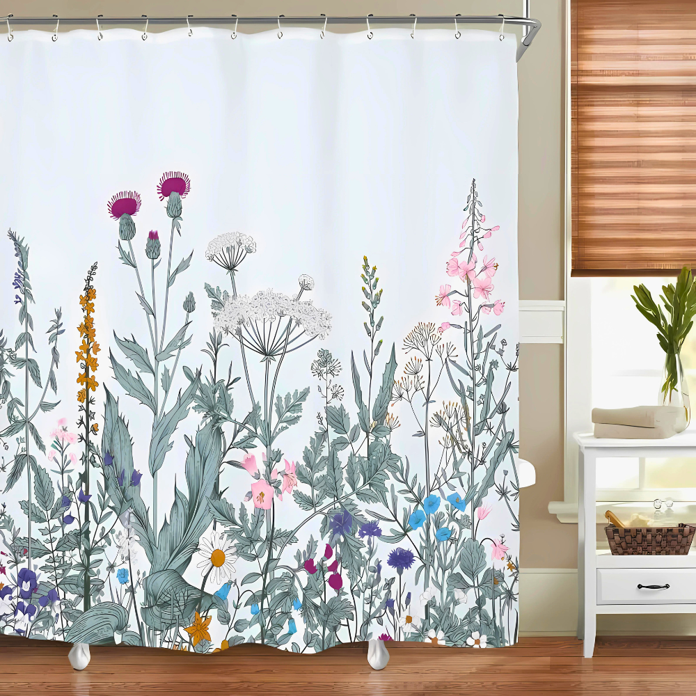 Pastoral Style Plants Waterproof Shower Curtain — main product photo