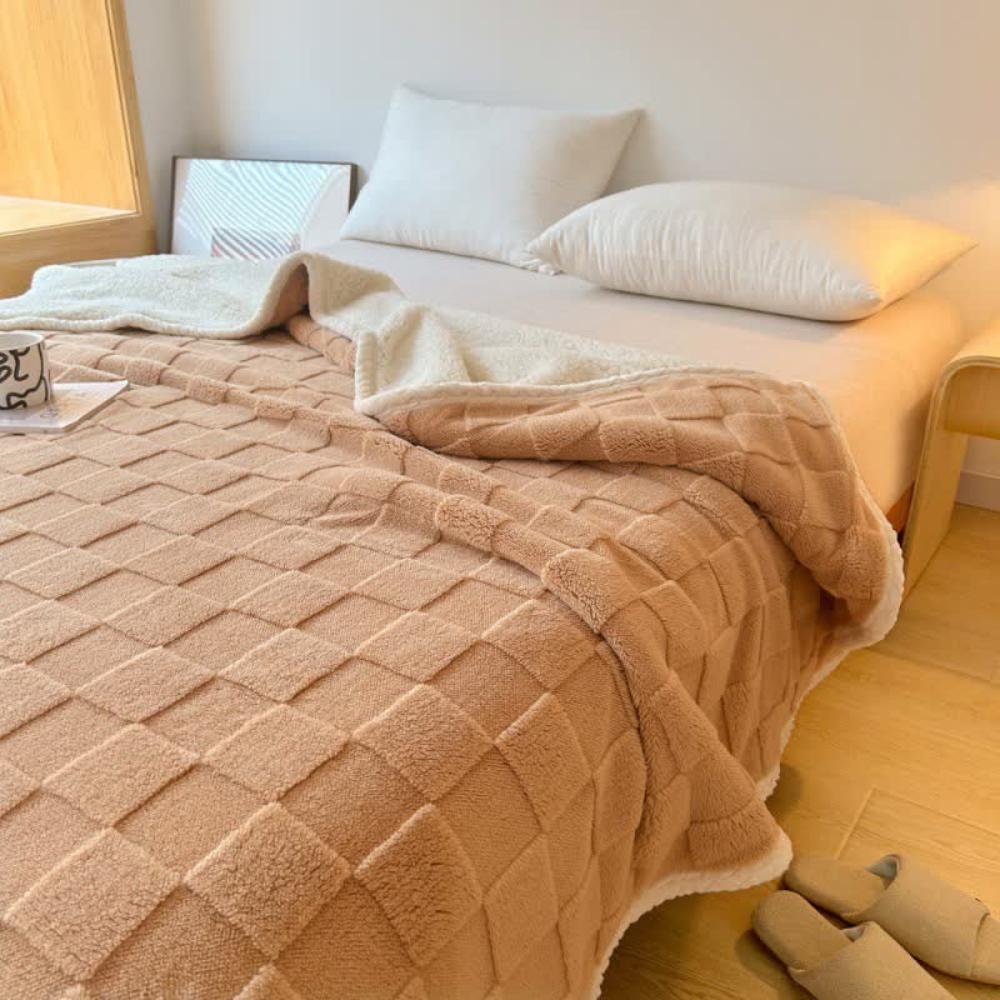 Plush Square Checkerboard Blanket — product in use