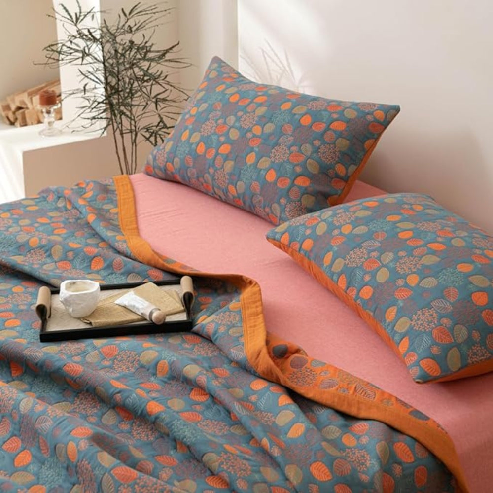 Rustic Floral Cotton Coverlet — product detail view