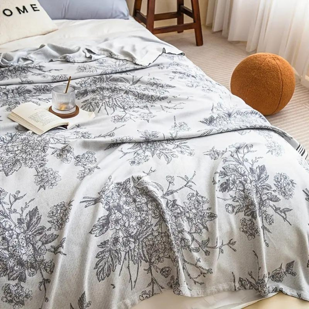 Flower Pattern Bamboo Fibre Cooling Throw — main product photo