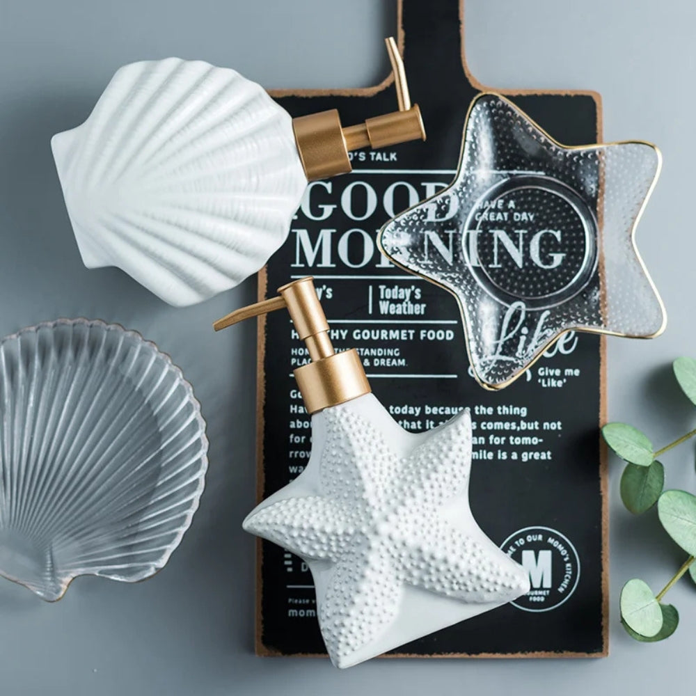 Seashell Ceramic Soap Dispenser — product detail view