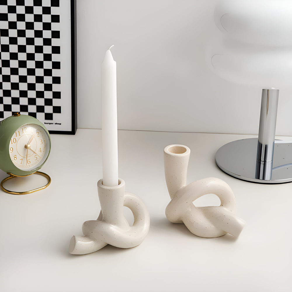 Knot Ceramic Candle Holder — product in use