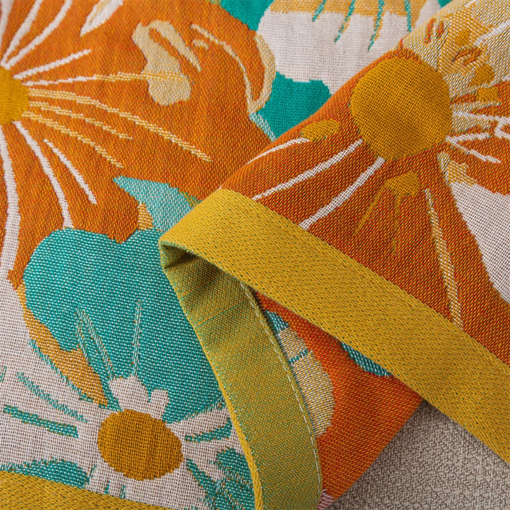 Tropical Bloom Cotton Gauze Bath Towel — product detail view