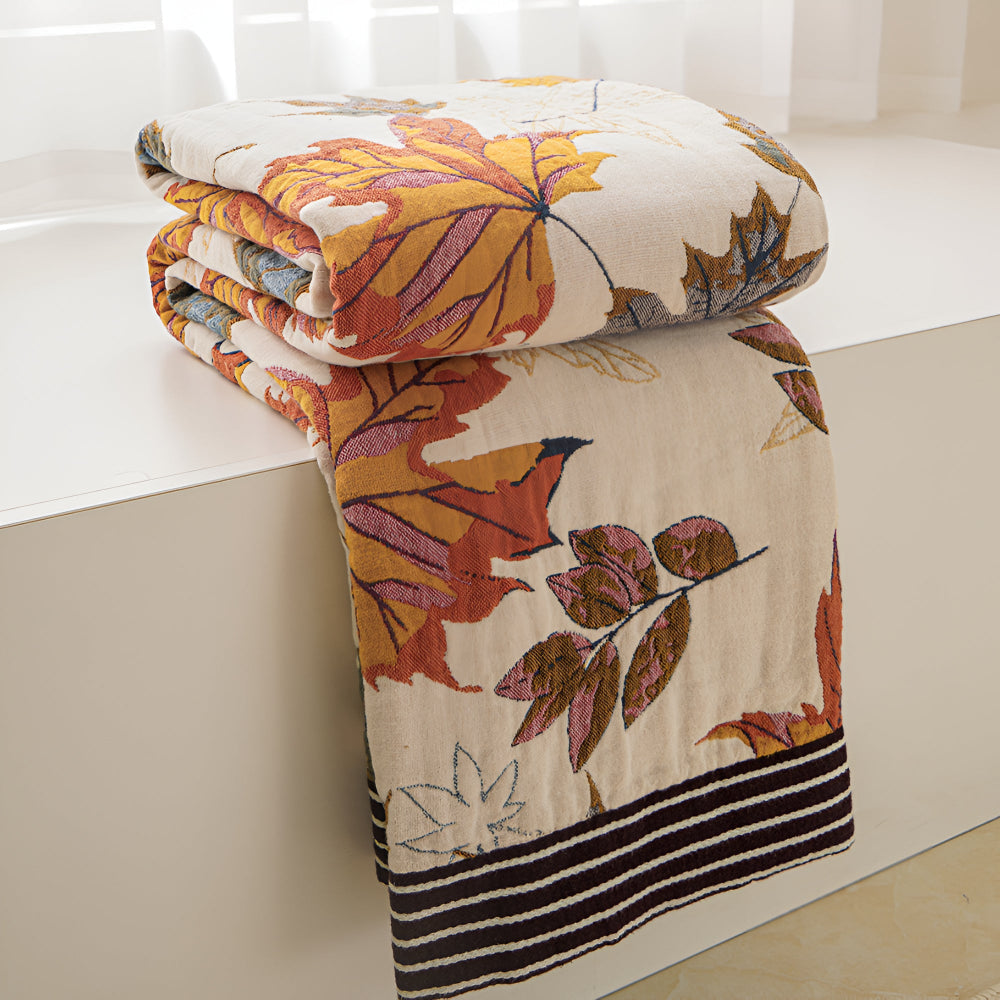 Maple Leaf Cotton Blanket — alternate angle view